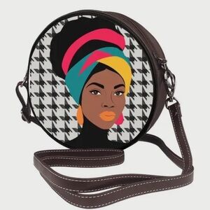 Houndstooth Colorful Afrocentric Lady Face Crossbody Women's Bag